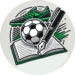 logo with football, shoes pen and paper